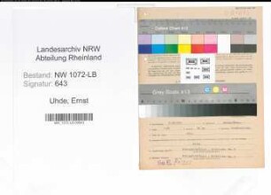 Entnazifizierung Ernst Uhde , geb. 21.08.1902 (Buchhalter)