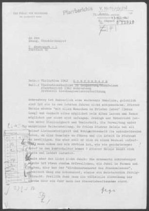 Schrozberg-Krailshausen: Visitationsbericht mit Pfarrbericht 1962