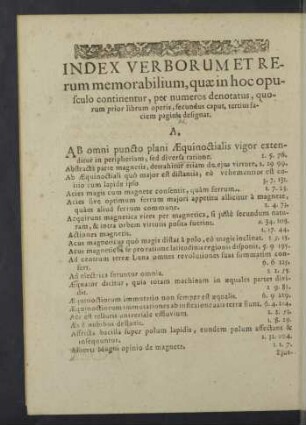 Index verborum et rerum memorabilium
