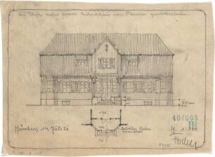 Fischer, Theodor; Blaichach; Haus Gradner - Teilgrundriss, Ansicht