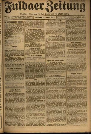 Ausgabe vom Mittwoch, den 17. Januar 1923.