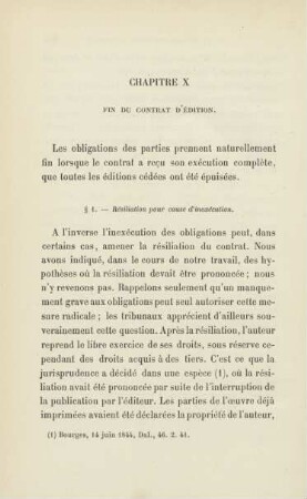 Chapitre X. Fin du contrat d'édition