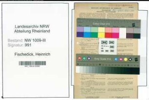 Entnazifizierung Heinrich Fischedick , geb. 26.07.1900 (Baeckermeister)