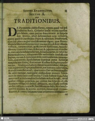 Sectio X. De Traditionibus