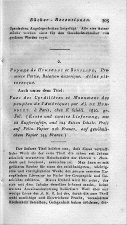 Vues des Cordillères et monumens des peuples indigènes de l'Amérique ; [Textbd.] / par Al. de Humboldt. - Paris : Schoell [u.a.]