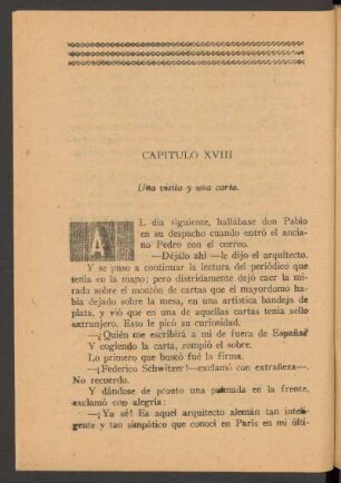 Capítulo XVIII - Una visita y una carta.