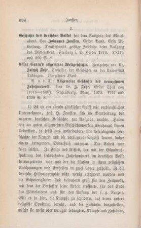 698-708 [Rezension] Janssen, Johannes, Geschichte des deutschen Volkes seit dem Ausgang des Mittelalters