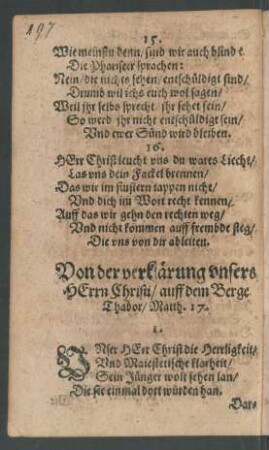 Von der Verklärung unsers Herrn Christi/ auff dem Berge Thabor ...