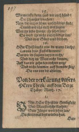 Von der Verklärung unsers Herrn Christi/ auff dem Berge Thabor ...