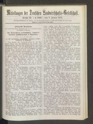 Beilage Nr. 1 zu Stück 1 vom 5. Januar 1901.