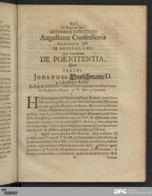 Articulus XII. De Poenitentia.