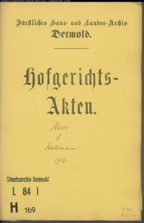 Hesse, Franz auf der Pivitsheide gegen Hollmann zu Heidenoldendorf - Schuldforderung