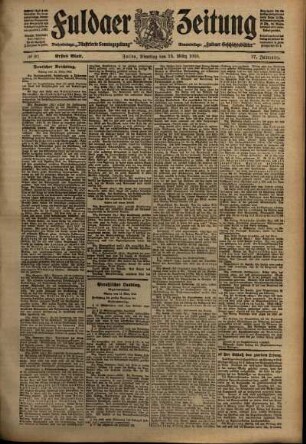 Erste Ausgabe vom Dienstag, den 15. März 1910.