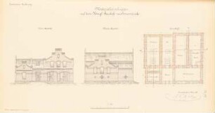 Hafen-Bauhof, Swinemünde: Materialienschuppen: Ansichten, Grundriss 1:100