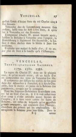 Venceslas, Trente-Quatrieme Empereur