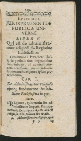 Liber V. Qui est de administratione religiosa seu Regimine Ecclesiastico.