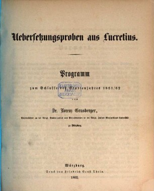 Programm : zum Schlusse des Studienjahres .... 1861/62