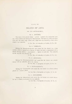 Plate VIII. Island of Java. The five Dhyani-Buddha's