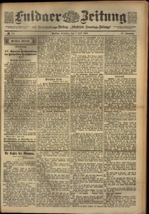 Erste Ausgabe vom Samstag, den 07. Juli 1900.