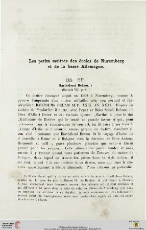 Les petit maîtres des écoles de Nuremberg et de la basse Allemagne