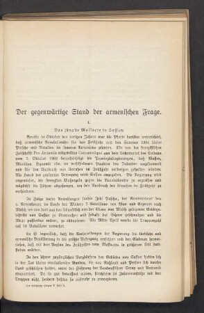Der gegenwärtige Stand der armenischen Frage