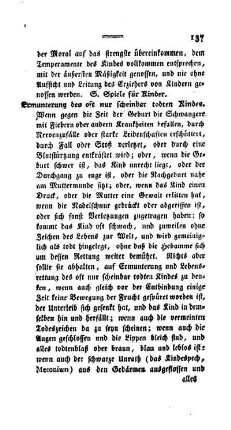 Ermunterung des oft nur scheinbar todten Kindes