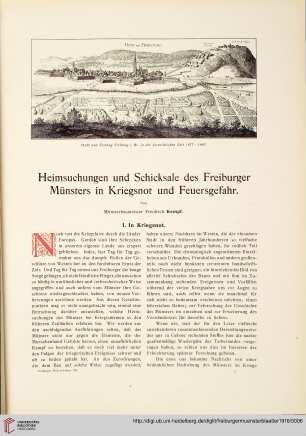 Heimsuchungen und Schicksale des Freiburger Münsters in Kriegsnot und Feuersgefahr