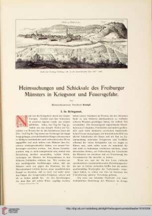 Heimsuchungen und Schicksale des Freiburger Münsters in Kriegsnot und Feuersgefahr