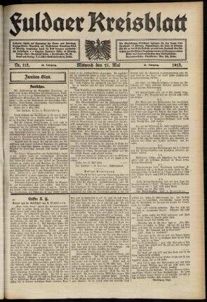 Zweite Ausgabe vom Mittwoch, den 21. Mai 1913.
