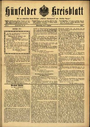 Ausgabe vom Donnerstag, den 09. Januar 1913.
