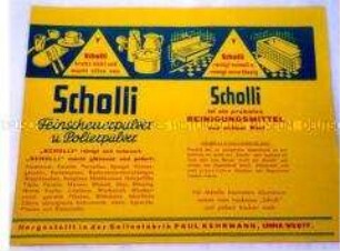 Banderole für "Scholli-Reinigungsmittel"