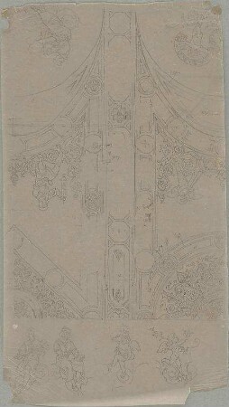 Seeberger, Gustav; Architekturdetails, Ornamentzeichnungen - Gewölbemalerei (Teilansicht, Details)