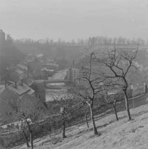 Bautzen von Norden : Bautzen. Blick zur Seidauer Spreebrücke mit Wehr