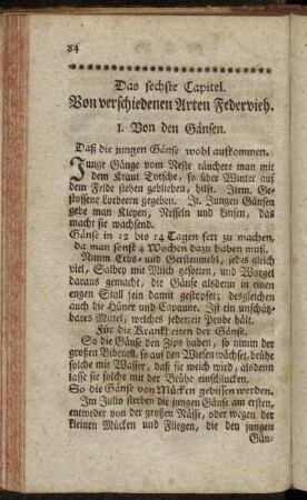Das sechste Capitel. Von verschiedenen Arten Federvieh.