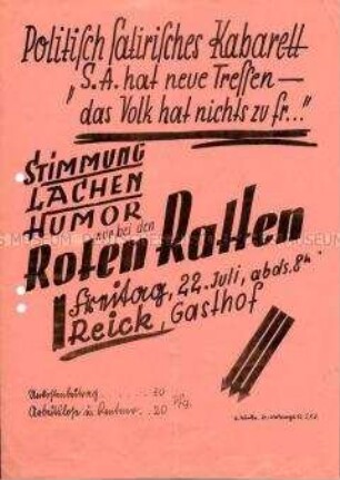 Veranstaltungsprogramm des Kabaretts "Die Roten Ratten"