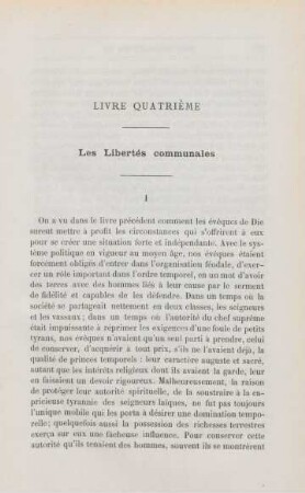 Livre quatrième. Les Libertés communales