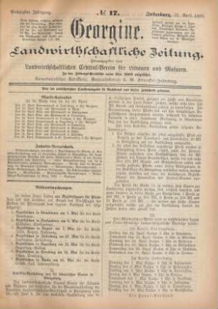 Sechzigster Jahrgang. No. 17. Insterburg, 21. April 1892.