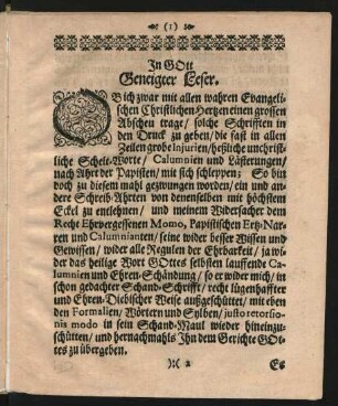 In Gott Geneigter Leser.