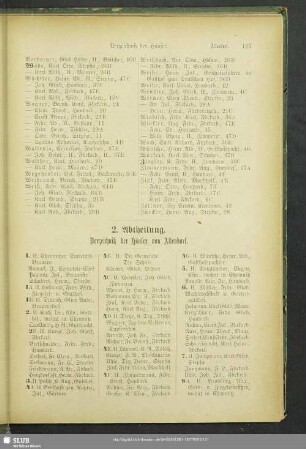 2. Abtheilung. Häuserbuch : 2. Abtheilung. Verzeichniß der Häuser von Altendorf