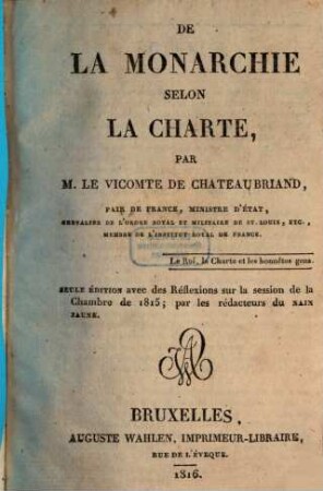 De la Monarchie selon la Charte