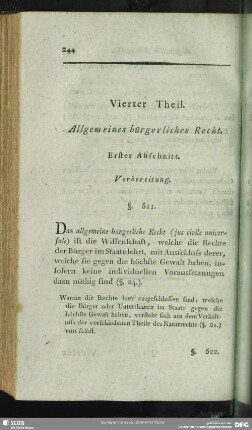 Vierter Theil. Allgemeines bürgerliches Recht