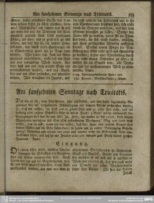 Am funfzehnten Sonntage nach Trinitatis
