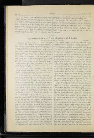Europäisch-Asiatische Eisenbahnpläne und Tsingtau.