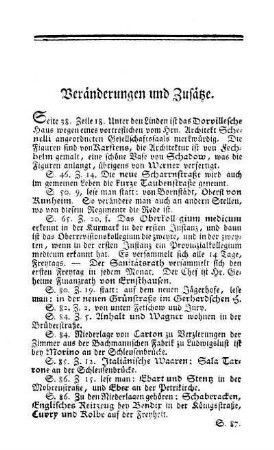 Veränderungen und Zusätze