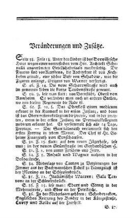 Veränderungen und Zusätze