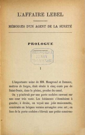 L' affaire Lebel : Mémoires d'un agent de la sureté