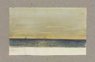 Die Silhouette von Capri erhebt sich im Abendlicht aus dem Meer