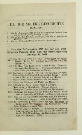[Zweiter Kursus]. III. Die neuere Geschichte. 1517 - 1871