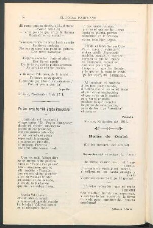 Hojas de Ombú : (De los cantores del arrabal)