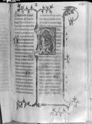 Bréviaire (été) / Bréviaire de Laon (été) / Breviarium. Pars aestivalis / Heures / Stundenbuch — Initial B mit Harfe spielendem König David, Folio fol. 132 r